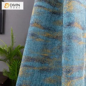 DIHINHOME Home Textile Modern Curtain DIHIN HOME Modern Blue Color Abstract Pattern Curtains,Blackout Grommet Window Curtain for Living Room ,52x63-inch,1 Panel