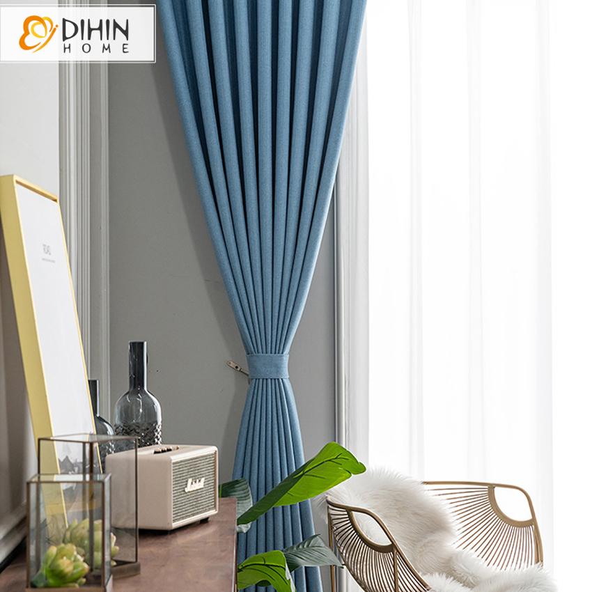 DIHIN HOME Modern Blue Color High Quality Curtains,Blackout Grommet Window Curtain for Living Room ,52x63-inch,1 Panel