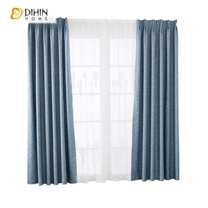 DIHINHOME Home Textile Modern Curtain DIHIN HOME Modern Blue Cotton Linen Curtains,Blackout Grommet Window Curtain for Living Room ,52x63-inch,1 Panel