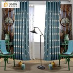 DIHIN HOME Modern Blue Embroidered Customized Curtains,Blackout Grommet Window Curtain for Living Room ,52x63-inch,1 Panel