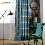 DIHIN HOME Modern Blue Embroidered Customized Curtains,Blackout Grommet Window Curtain for Living Room ,52x63-inch,1 Panel