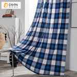 DIHINHOME Home Textile Modern Curtain DIHIN HOME Modern Blue Plaid,Blackout Grommet Window Curtain for Living Room ,52x63-inch,1 Panel