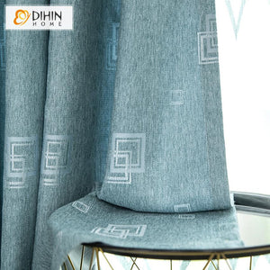 DIHIN HOME Modern Blue Plaid Curtains,Blackout Grommet Window Curtain for Living Room ,52x63-inch,1 Panel