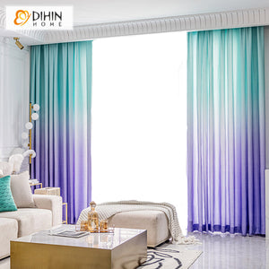 DIHINHOME Home Textile Modern Curtain DIHIN HOME Modern Blue Purple Gradient Color Printed,Blackout Grommet Window Curtain for Living Room ,52x63-inch,1 Panel