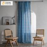 DIHINHOME Home Textile Modern Curtain DIHIN HOME Modern Blue Small Plaid,Blackout Grommet Window Curtain for Living Room ,52x63-inch,1 Panel