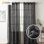 DIHIN HOME Modern Carbon Black Color Cotton Linen Fabric,Blackout Grommet Window Curtain for Living Room ,52x63-inch,1 Panel