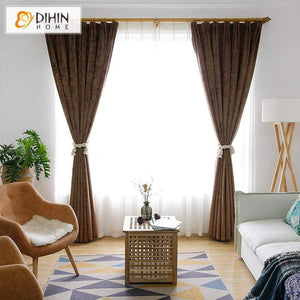 DIHINHOME Home Textile Modern Curtain DIHIN HOME Modern Chenille Curtains,Blackout Grommet Window Curtain for Living Room ,52x63-inch,1 Panel