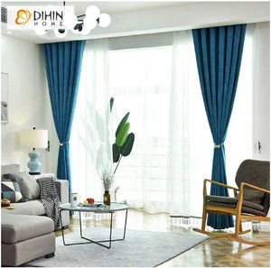 DIHINHOME Home Textile Modern Curtain DIHIN HOME Modern Chenille Fabeic Curtains，Blackout Grommet Window Curtain for Living Room ,52x63-inch,1 Panel