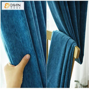 DIHINHOME Home Textile Modern Curtain DIHIN HOME Modern Chenille Fabeic Curtains，Blackout Grommet Window Curtain for Living Room ,52x63-inch,1 Panel