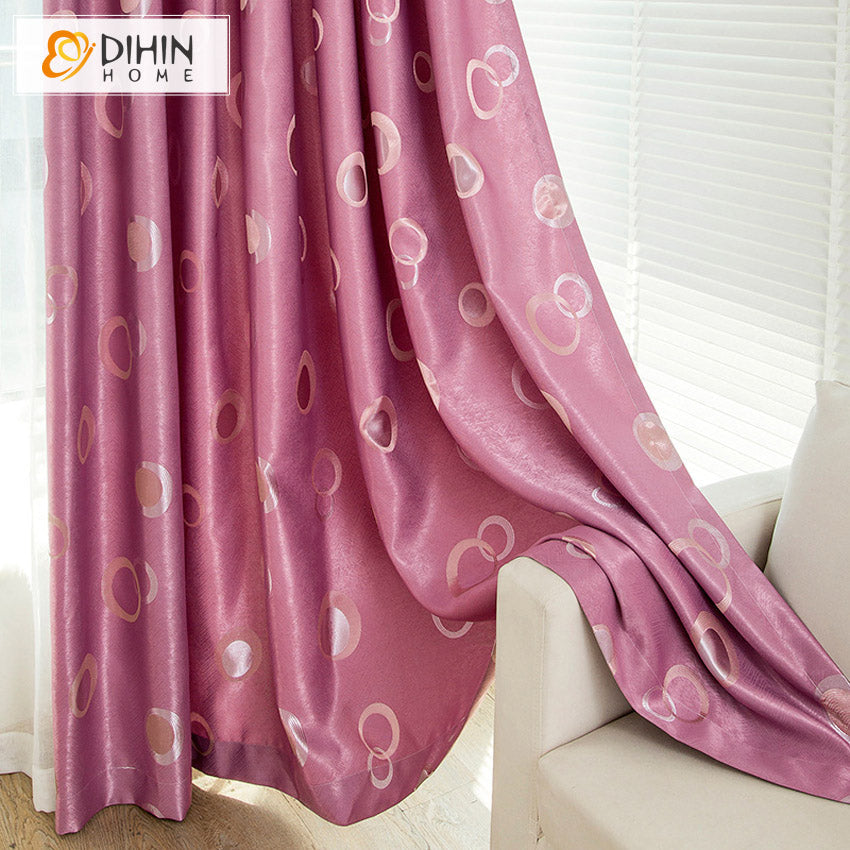 DIHIN HOME Modern Circles Pattern Printed Curtains,Grommet Window Curtain for Living Room ,52x63-inch,1 Panel