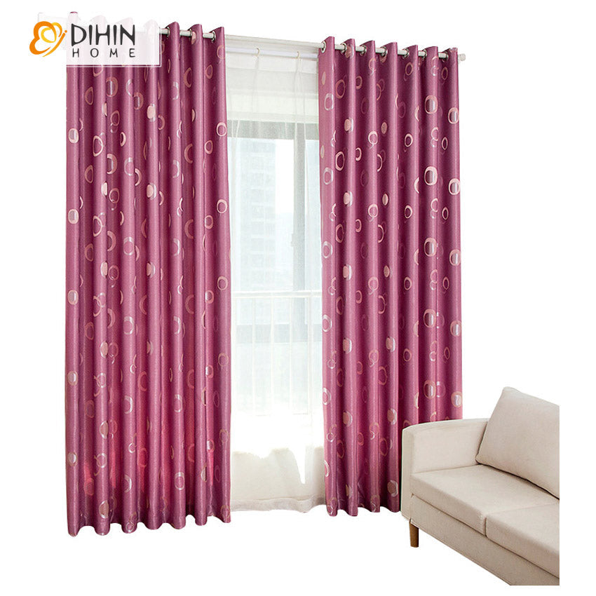 DIHINHOME Home Textile Modern Curtain DIHIN HOME Modern Circles Pattern Printed Curtains,Grommet Window Curtain for Living Room ,52x63-inch,1 Panel