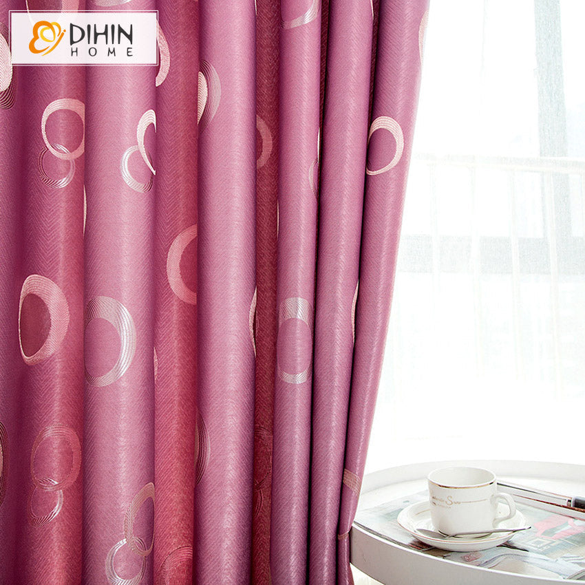 DIHINHOME Home Textile Modern Curtain DIHIN HOME Modern Circles Pattern Printed Curtains,Grommet Window Curtain for Living Room ,52x63-inch,1 Panel