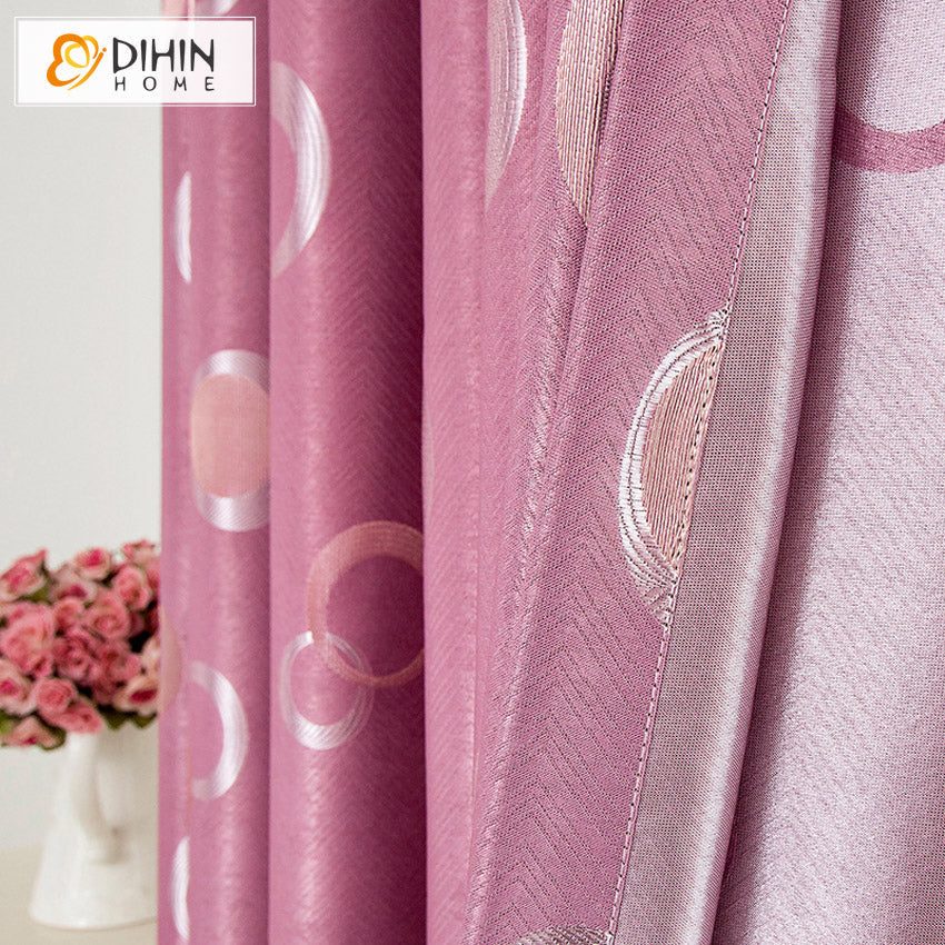 DIHINHOME Home Textile Modern Curtain DIHIN HOME Modern Circles Pattern Printed Curtains,Grommet Window Curtain for Living Room ,52x63-inch,1 Panel