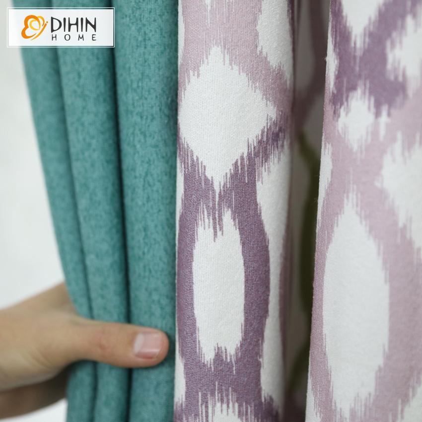 DIHIN HOME Modern Cirlces Spliced Curtains，Blackout Grommet Window Curtain for Living Room ,52x63-inch,1 Panel