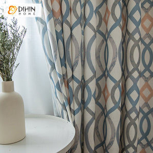 DIHINHOME Home Textile Modern Curtain DIHIN HOME Modern Colorful Striped Curtains,Half Blackout Grommet Window Curtain for Living Room,52x63-inch,1 Panel