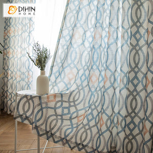 DIHIN HOME Modern Colorful Striped Curtains,Half Blackout Grommet Window Curtain for Living Room,52x63-inch,1 Panel