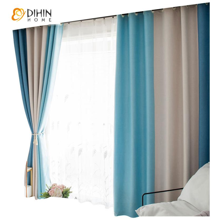 DIHIN HOME Modern Colorful Strips Printed,Blackout Grommet Window Curtain for Living Room ,52x63-inch,1 Panel
