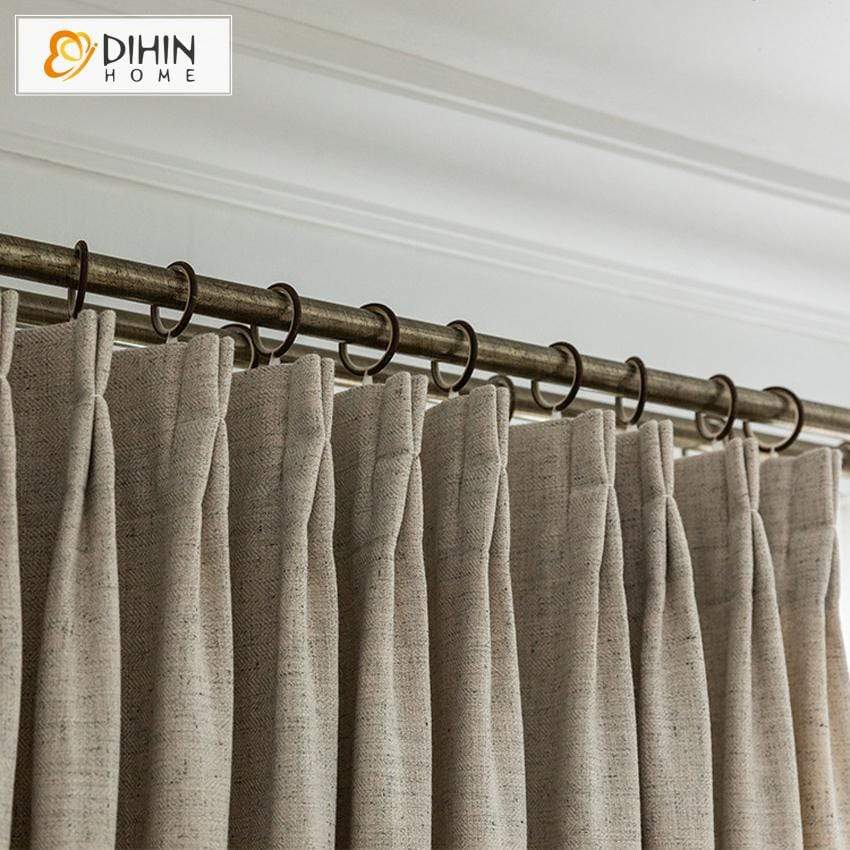DIHINHOME Home Textile Modern Curtain DIHIN HOME Modern Cotton Linen Blackout Curtains ,Blackout Grommet Window Curtain for Living Room ,52x63-inch,1 Panel