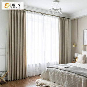 DIHINHOME Home Textile Modern Curtain DIHIN HOME Modern Cotton Linen Blackout Curtains ,Blackout Grommet Window Curtain for Living Room ,52x63-inch,1 Panel