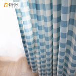 DIHINHOME Home Textile Modern Curtain DIHIN HOME Modern Cotton Linen Blue Plaid,Blackout Grommet Window Curtain for Living Room ,52x63-inch,1 Panel