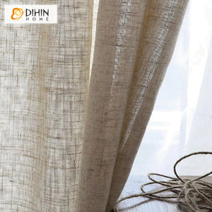 DIHINHOME Home Textile Modern Curtain DIHIN HOME Modern Cotton Linen Fabric,Blackout Grommet Window Curtain for Living Room ,52x63-inch,1 Panel