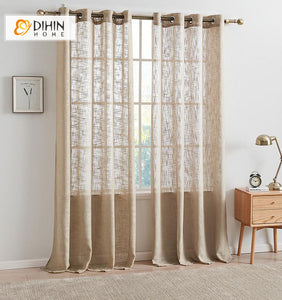 DIHIN HOME Modern Cotton Linen Fabric,Blackout Grommet Window Curtain for Living Room ,52x63-inch,1 Panel