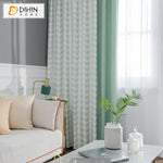 DIHINHOME Home Textile Modern Curtain DIHIN HOME Modern Cotton Linen Fabric Green Color Printed,Blackout Grommet Window Curtain for Living Room ,52x63-inch,1 Panel
