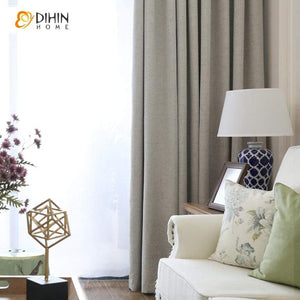 DIHINHOME Home Textile Modern Curtain DIHIN HOME Modern Cotton Linen Full Blackout Curtains,Blackout Grommet Window Curtain for Living Room ,52x63-inch,1 Panel