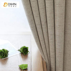 DIHINHOME Home Textile Modern Curtain DIHIN HOME Modern Cotton Linen Full Blackout Curtains,Blackout Grommet Window Curtain for Living Room ,52x63-inch,1 Panel