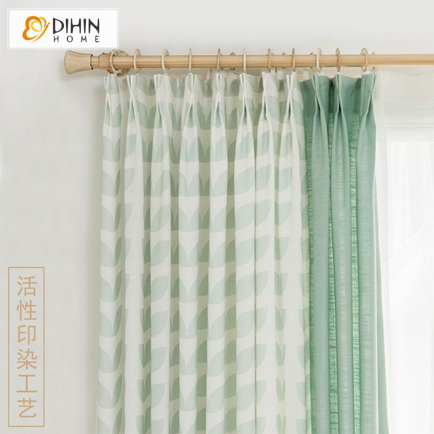 DIHINHOME Home Textile Modern Curtain DIHIN HOME Modern Cotton Linen Geometric,Blackout Grommet Window Curtain for Living Room ,52x63-inch,1 Panel