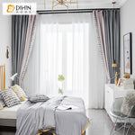 DIHIN HOME Modern Cotton Linen Geometric Printed,Blackout Grommet Window Curtain for Living Room ,52x63-inch,1 Panel