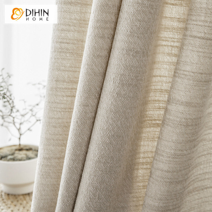 DIHINHOME Home Textile Modern Curtain DIHIN HOME Modern Cotton Linen,Half Blackout Grommet Window Curtain for Living Room ,52x63-inch,1 Panel