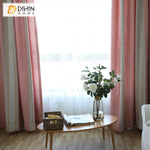 DIHIN HOME Modern Cotton Linen Pink Color Striped Curtain,Blackout Curtains Grommet Window Curtain for Living Room ,52x63-inch,1 Panel