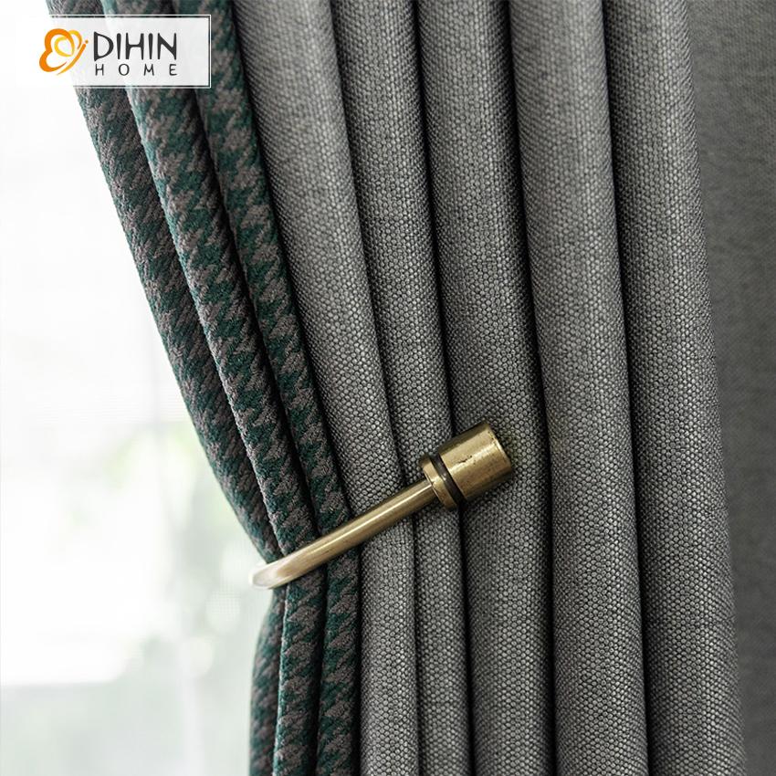 DIHIN HOME Modern Customized Houndstooth Jacquard,Blackout Grommet Window Curtain for Living Room ,52x63-inch,1 Panel