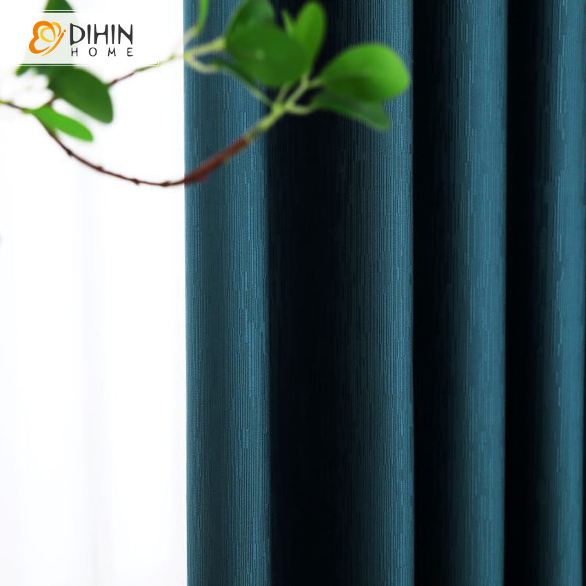 DIHINHOME Home Textile Modern Curtain DIHIN HOME Modern Dark Blue Color Printed,Blackout Grommet Window Curtain for Living Room ,52x63-inch,1 Panel