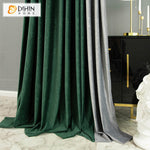 DIHIN HOME Modern Dark Green and Grey Embossed Curtains,Blackout Curtains Grommet Window Curtain for Living Room ,52x63-inch,1 Panel