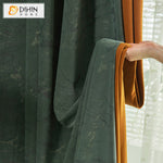 DIHINHOME Home Textile Modern Curtain DIHIN HOME Modern Dark Green and Orange Embossed Curtains,Blackout Curtains Grommet Window Curtain for Living Room ,52x63-inch,1 Panel