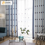 DIHIN HOME Modern Fashion Blue Embroidered Striped Curtains,Blackout Curtains Grommet Window Curtain for Living Room ,52x63-inch,1 Panel