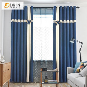 DIHIN HOME Modern Fashion Blue Striped Curtains,Blackout Grommet Window Curtain for Living Room ,52x63-inch,1 Panel