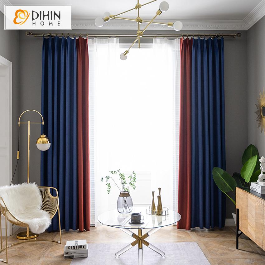 DIHIN HOME Modern Fashion Cotton Linen Curtains,Blackout Grommet Window Curtain for Living Room ,52x63-inch,1 Panel