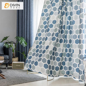 DIHINHOME Home Textile Modern Curtain DIHIN HOME Modern Fashion Geometric,Blackout Grommet Window Curtain for Living Room ,52x63-inch,1 Panel