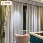 DIHIN HOME Modern Fashion Green Beige Fabric With Lace,Blackout Grommet Window Curtain for Living Room ,52x63-inch,1 Panel