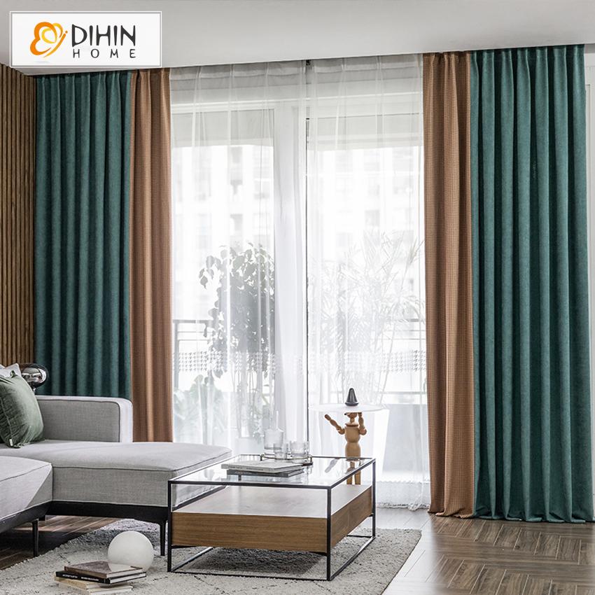 DIHIN HOME Modern Fashion Houndstooth Jacquard,Blackout Grommet Window Curtain for Living Room ,52x63-inch,1 Panel