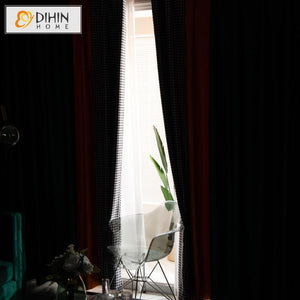 DIHIN HOME Modern Fashion Houndstooth Three Colors Printed ,Blackout Curtains Grommet Window Curtain for Living Room ,52x84-inch,1 Panel