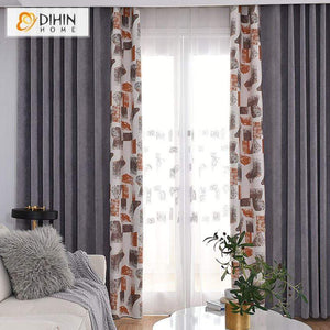 DIHINHOME Home Textile Modern Curtain DIHIN HOME Modern Fashion Spliced Curtains，Blackout Grommet Window Curtain for Living Room ,52x63-inch,1 Panel