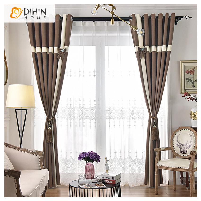 DIHIN HOME Modern Fashion Striped Curtains,Blackout Grommet Window Curtain for Living Room ,52x63-inch,1 Panel