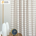 DIHIN HOME Modern Fashion White Color Embroidered Striped,Blackout Curtains Grommet Window Curtain for Living Room ,52x63-inch,1 Panel