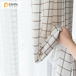 DIHIN HOME Modern Fashion White Color Embroidered Striped,Blackout Curtains Grommet Window Curtain for Living Room ,52x63-inch,1 Panel