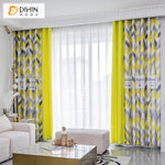 DIHINHOME Home Textile Modern Curtain DIHIN HOME Modern Fashion Yellow Geometric Waves Printed,Blackout Grommet Window Curtain for Living Room ,52x63-inch,1 Panel