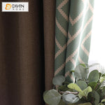 DIHIN HOME Modern Geometric Cotton / Linen Farbic Spliced,Blackout Grommet Window Curtain for Living Room ,52x63-inch,1 Panel